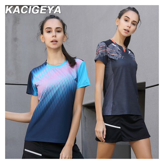 Quick Dry Breathable Badminton Shirt Women Sports Table Tennis T Shirts Team Game Running Training Short Sleeves