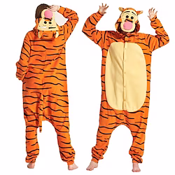 Adults' Cosplay Costume Party Costume Costume Cartoon Tiger Animal Animal Onesie Pajamas Polar Fleece Cosplay For Boys Girls' Couple's Christmas Animal Sleepwear Cartoon Festival / Holiday Costumes Lightinthebox