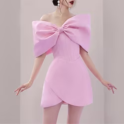 A-Line Homecoming Dresses Princess Dress Party Wear Short / Mini Sleeveless Off Shoulder Satin with Bow(s) 2023 Lightinthebox