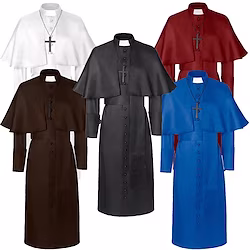 Plus Size Priests Retro Vintage Medieval Renaissance 17th Century Cosplay Costume Men's Costume Vintage Cosplay Performance Party Masquerade Leotard / Onesie miniinthebox