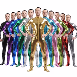 Shiny Zentai Suits Skin Suit Adults' Spandex Latex Cosplay Costumes Sex Men's Women's Solid Colored Halloween / Leotard / Onesie / Leotard / Onesie / High Elasticity Lightinthebox