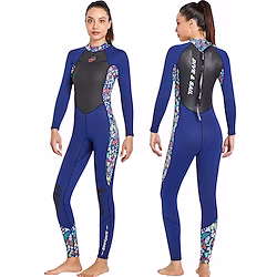 DiveSail Women's Full Wetsuit 3mm SCR Neoprene Diving Suit Thermal Warm UV Sun Protection Micro-elastic Long Sleeve Full Body Back Zip - Diving Surfing Snorkeling Water Sports Patchwork Summer Lightinthebox