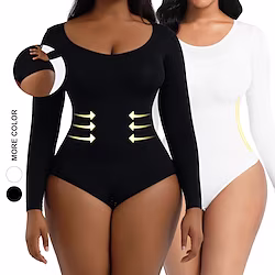 Women Shapewear Bodysuit Round Neck Tank Tops Seamless Waist Trainer Vest Tummy Control Full Body Shaper Long-sleeved Corset Slimming Body Shaper Lightinthebox