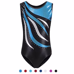 Gymnastics Leotards Women's Girls' Leotard Spandex High Elasticity Breathable Handmade Embroidery Sparkly Sleeveless Training Competition Dance Rhythmic Gymnastics Artistic Gymnastics Blue White Black Lightinthebox