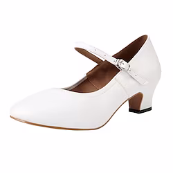 Women's Ballroom Shoes Modern Shoes Character Shoes Party Outdoor Ballroom Dance Heel Solid Color Thick Heel Round Toe Ankle Strap Adults' Black White Lightinthebox