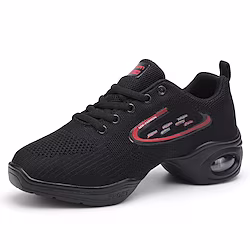 Women's Dance Sneakers Training Square Dance Plus Size Sneaker Lace-up Flat Heel Round Toe Lace-up Teenager Adults' Black White Lightinthebox