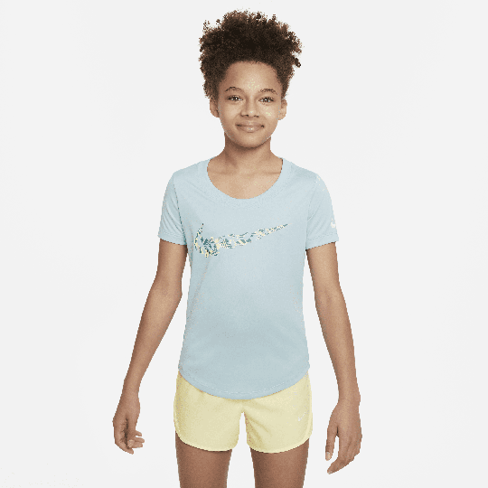Nike Dri-FIT Older Kids' (Girls') Training T-Shirt - 1 - 50% Recycled Polyester - Blue