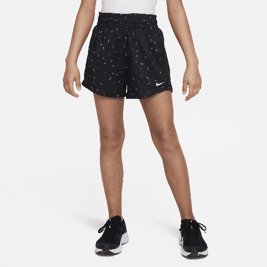 Nike Dri-FIT One Older Kids' (Girls') High-Waisted Woven Training Shorts - 1 - 50% Recycled Polyester - Black