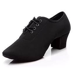 Women's Latin Shoes Ballroom Shoes Practice Trainning Dance Shoes Party Indoor Performance Lace Up Professional Thick Heel Lace-up Black Lightinthebox