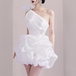 A-Line Homecoming Dresses Princess Dress Party Wear Short / Mini Sleeveless One Shoulder Satin with Bow(s) 2023 Lightinthebox