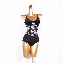 Latin Dance Ballroom Dance Leotard / Onesie Embroidery Pure Color Women's Performance Training Sleeveless Mesh Lace Velvet Lightinthebox