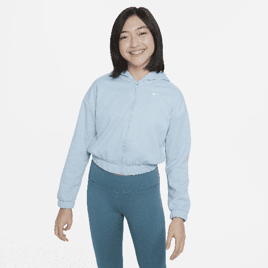 Nike Therma-FIT Older Kids' (Girls') Full-Zip Training Hoodie - 1 - 50% Recycled Polyester - Blue