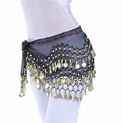 Belly Dance Hip Scarf Coin Sequin Women's Training Chiffon / Ballroom Gold Coin Belt Lightinthebox