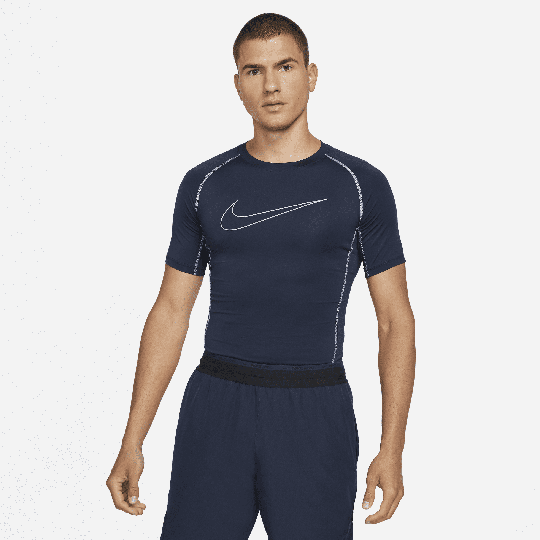 Nike Pro Dri-FIT Men's Tight-Fit Short-Sleeve Top - Blue - 50% Recycled Polyester
