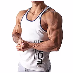 Men's Muscle Bodybuilding Stringer Tank Tops Plus Size Y-Back Gym Fitness Workout Sleeveless Training T-Shirts Vest White Lightinthebox