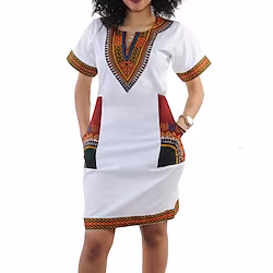 Adults Women's African Print Dashiki Modern African Outfits For Party Festival 100% Polyester Graphic Short / Mini Carnival Masquerade Dress Lightinthebox