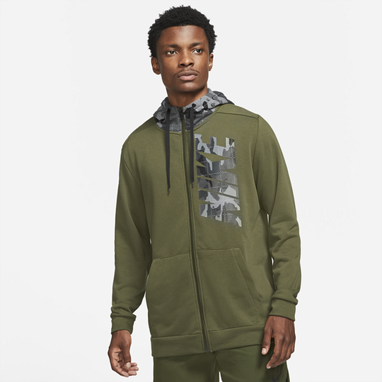 Nike Dri-FIT Men's Full-Zip Camo Training Hoodie - Green