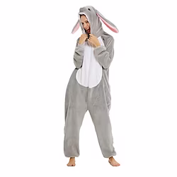 Teenager Adults' Kigurumi Pajamas Nightwear Camouflage Rabbit Bunny Animal Onesie Pajamas Flannelette Cosplay For Men and Women Christmas Animal Sleepwear Cartoon Festival / Holiday Costumes Lightinthebox