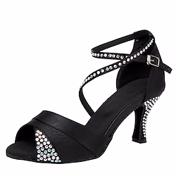 Women's Latin Shoes Performance Training Practice Heel Sneaker Crystals Slim High Heel Peep Toe Cross Strap Black miniinthebox