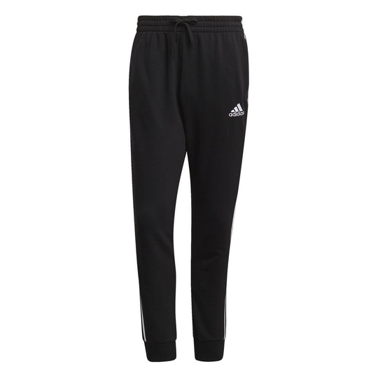 adidas Essentials 3-stripes French Terry Tapered Housut - Musta/valkoinen, koko X-Small
