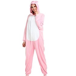 Adults' Kigurumi Pajamas Piggy / Pig Patchwork Onesie Pajamas Velvet Mink Cosplay For Women's Christmas Animal Sleepwear Cartoon Festival / Holiday Costumes / Leotard / Onesie / Leotard / Onesie Lightinthebox