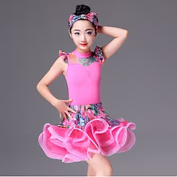 Kids' Dancewear Skirts Pattern / Print Split Joint Girls' Performance Training Spandex Tulle Lightinthebox