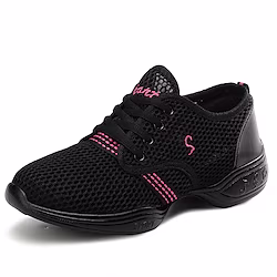 Women's Dance Sneakers Swing Shoes Training Performance Practice Flat Sneaker Flat Heel Black / Gold Black / Red White Lightinthebox