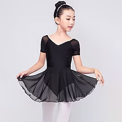 Ballet Skirts Splicing Tulle Girls' Training Performance Short Sleeve High Nylon Lightinthebox