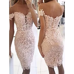 Mermaid / Trumpet Cocktail Dresses Party Dress Homecoming Short / Mini Sleeveless Off Shoulder Lace with Appliques 2023 Lightinthebox