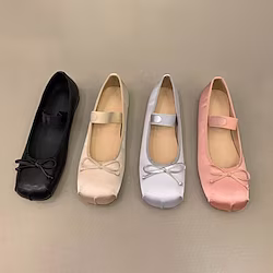Women's Ballet Shoes Pointe Shoes Performance Outdoor Stage Flat Flat Heel Elastic Band Black Silver Pink Lightinthebox