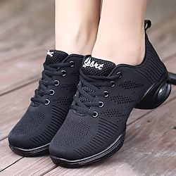 Women's Dance Sneakers Hip Hop Performance Practice Outdoor Square Dance Flat Flat Heel Lace-up White Black Red Lightinthebox