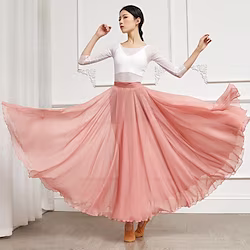 Ballroom Dance Skirts Ruching Bandage Solid Women's Training Performance High Chiffon Lightinthebox