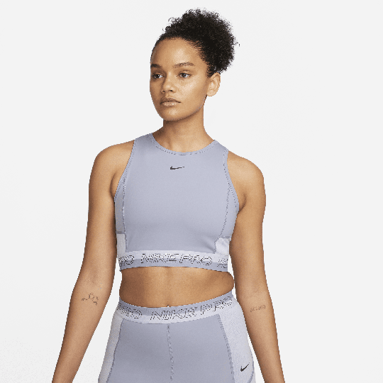 Nike Pro Dri-FIT Women's Cropped Training Tank Top - Purple - 50% Recycled Polyester