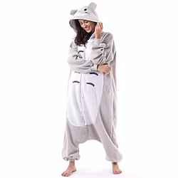 Adults' Kigurumi Pajamas Nightwear Camouflage Cat Totoro Animal Patchwork Onesie Pajamas Coral fleece Cosplay For Men's Women's Women Christmas Animal Sleepwear Cartoon Festival / Holiday Costumes Lightinthebox