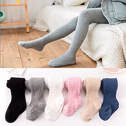 Kid's Girls' Tights Skin powder Blue White Solid Color Elastic Waist Spring Fall Preppy Style 2-8 Years / Cotton Lightinthebox