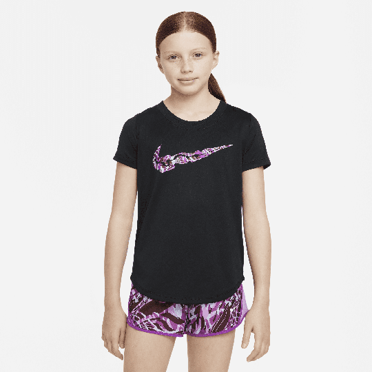 Nike Dri-FIT Older Kids' (Girls') Training T-Shirt - 50% Recycled Polyester - Black