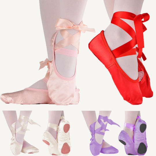 2019 Kids Bandage Children Ballet Shoes Pink Purple Apricot &Red Canvas Ballet Dance Shoes Split Suede Sole