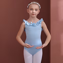 Kids' Dancewear Ballet Leotard / Onesie Hollow-out Pure Color Ruffle Girls' Performance Training Sleeveless High Cotton Blend Lightinthebox