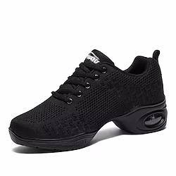 Women's Dance Sneakers Training Performance Practice Sneaker Thick Heel Round Toe Lace-up Adults' Black Dark Red Dusty Rose Lightinthebox