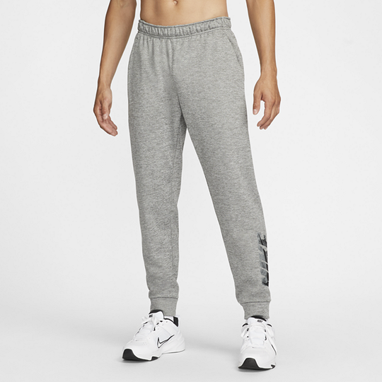 Nike Therma-FIT Men's Tapered Swoosh Graphic Fitness Trousers - Grey