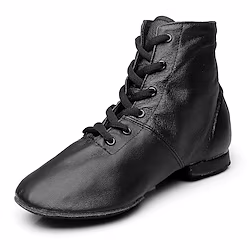 Women's Jazz Shoes Ballroom Dance Shoes Salsa Shoes Line Dance Performance Boots Split Sole Soft Flat Heel Lace-up Elastic Black Lightinthebox