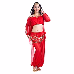 Belly Dance Top Sequin Women's Training Long Sleeve 60cm Chiffon / Ballroom Lightinthebox