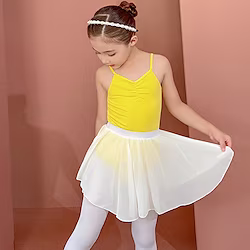 Kids' Dancewear Ballet Skirts Hollow-out Pure Color Splicing Girls' Performance Training Sleeveless High Cotton Blend Lightinthebox