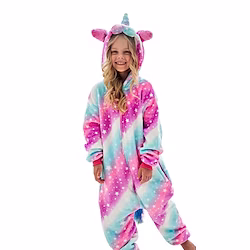 Kid's Kigurumi Pajamas Unicorn Flying Horse Galaxy Onesie Pajamas Flannel Fabric Cosplay For Boys and Girls Christmas Animal Sleepwear Cartoon Festival / Holiday Costumes / Leotard / Onesie Lightinthebox