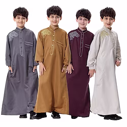 Arabian Muslim Kid's Boys Religious Saudi Arabic Robe Thobe / Jubba For Polyester Ramadan Leotard / Onesie Lightinthebox