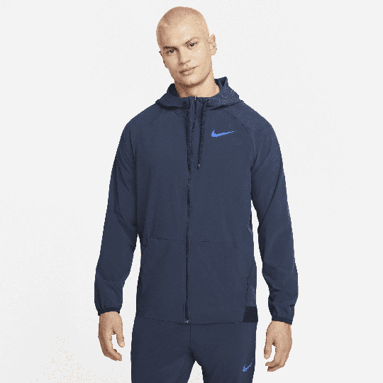 Nike Pro Dri-FIT Flex Vent Max Men's Full-Zip Hooded Training Jacket - Blue - 50% Recycled Polyester