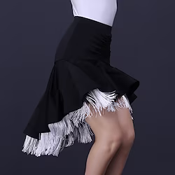 Latin Dance Skirts Tassel Ruching Pure Color Women's Performance Training High Polyester Lightinthebox