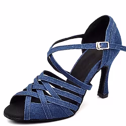 Women's Latin Shoes Dance Shoes Indoor Performance ChaCha Practice High Heel Peep Toe Cross Strap Adults' Blue Lightinthebox