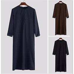 Arabian Muslim Adults Men's Religious Saudi Arabic Robe Thobe / Jubba For Cotton Ramadan Leotard / Onesie Lightinthebox