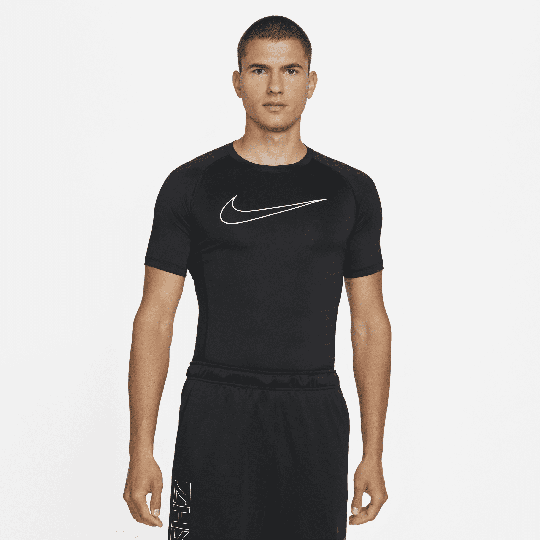 Nike Pro Dri-FIT Men's Tight-Fit Short-Sleeve Top - Black - 50% Recycled Polyester